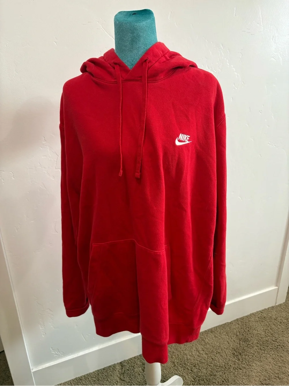Nike Red Pullover Hoodie with White Logo Size XL